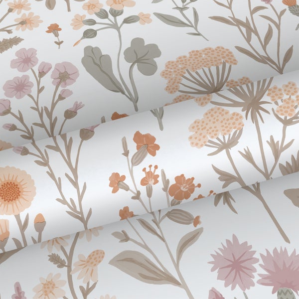 Sanders und Sanders Tapete Feldblumen Helllila, Terrakotta, Gelb und Grün - 50 x 900 cm - 935383