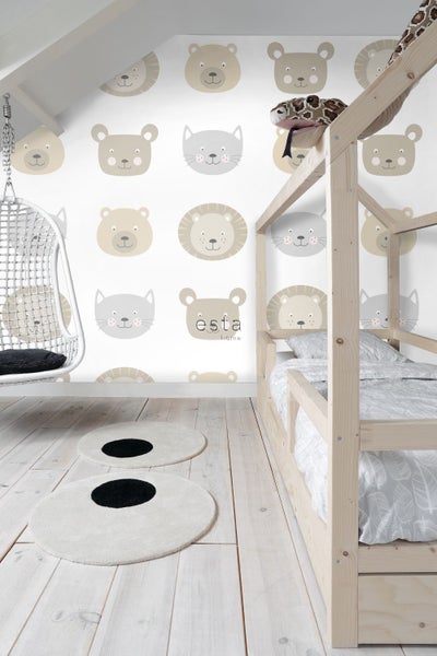 ESTAhome XXL-Vliestapete Tierköpfe Beige, Braun und Grau - 50 x 837 cm - 158932