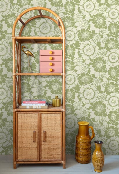 ESTAhome Tapete Retro Blumen Grün - 50 x 900 cm - 131525
