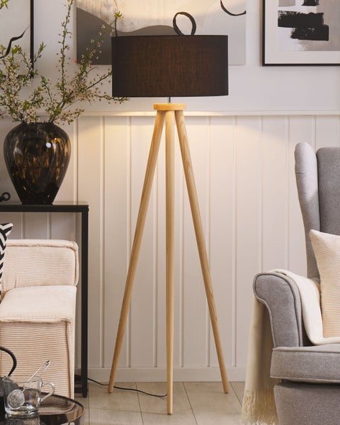 Stehlampe NITRA Holz Schwarz