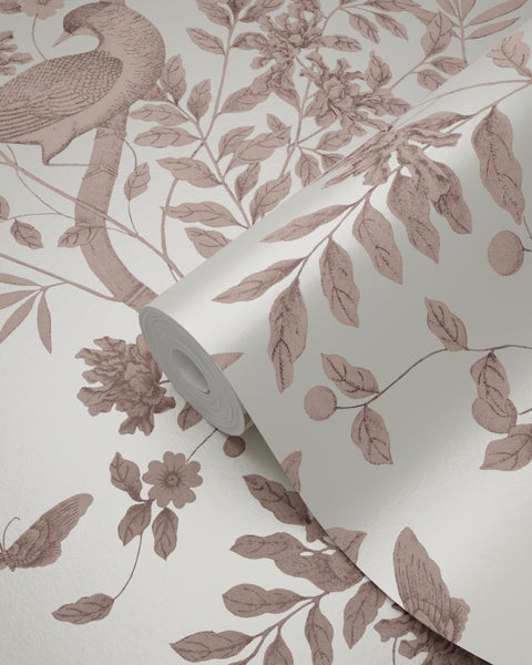 Origin Wallcoverings Tapete Vogelgravur Elfenbeinweiß und Kupferbraun - 53 cm x 10.05 m - 347457