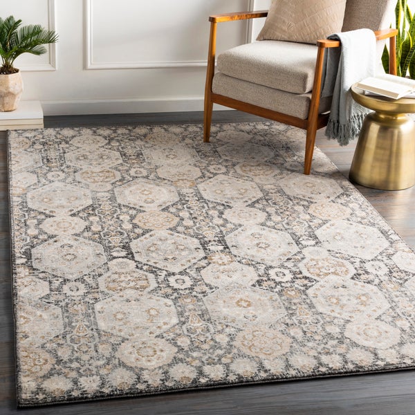 Vintage Orientalischer Teppich Schwarz/Beige 130x170 cm LOTUS