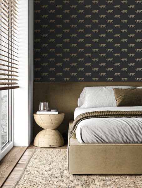 Origin Wallcoverings Tapete Panter Schwarz und Gold - 53 cm x 10.05 m - 347686