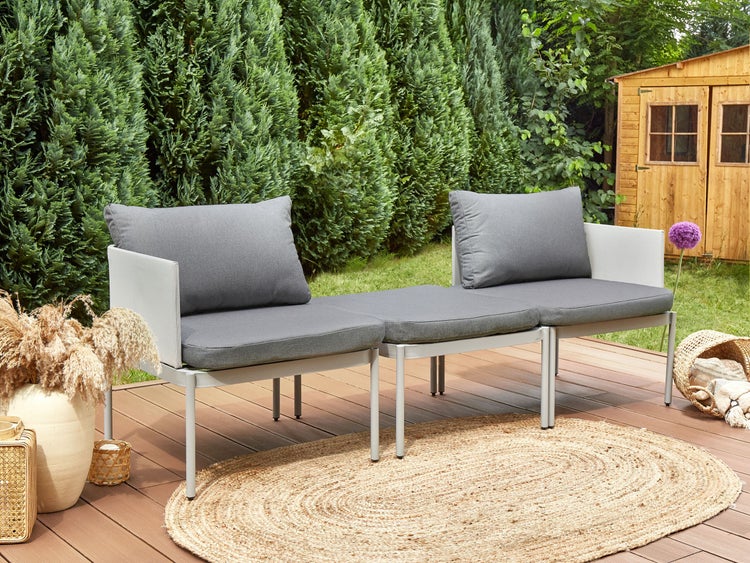 Lounge Set mit Tisch 2-Sitzer TERRACINA Metall Hellgrau