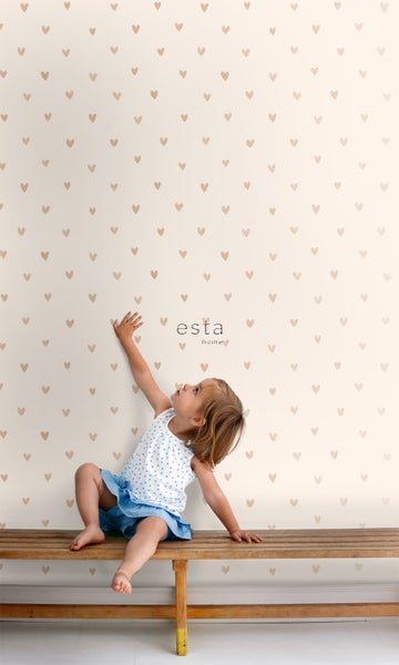 ESTAhome Tapete Herzchen Gold und Beige - 53 cm x 10.05 m - 138865
