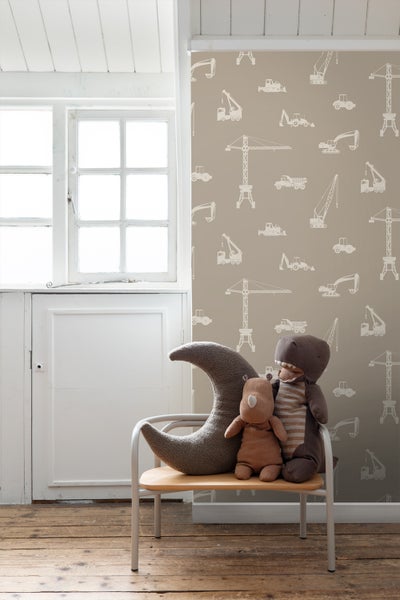 ESTAhome Tapete Fahrzeuge Taupe - 53 cm x 10.05 m - 139970