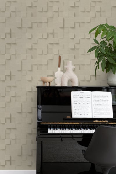 Origin Wallcoverings Tapete 3D-Würfel Beige - 50 x 900 cm - 347897