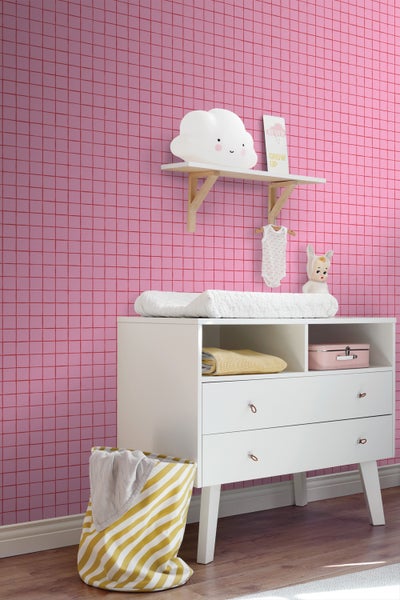 ESTAhome Tapete Karomuster Rosa - 50 x 900 cm - 131597