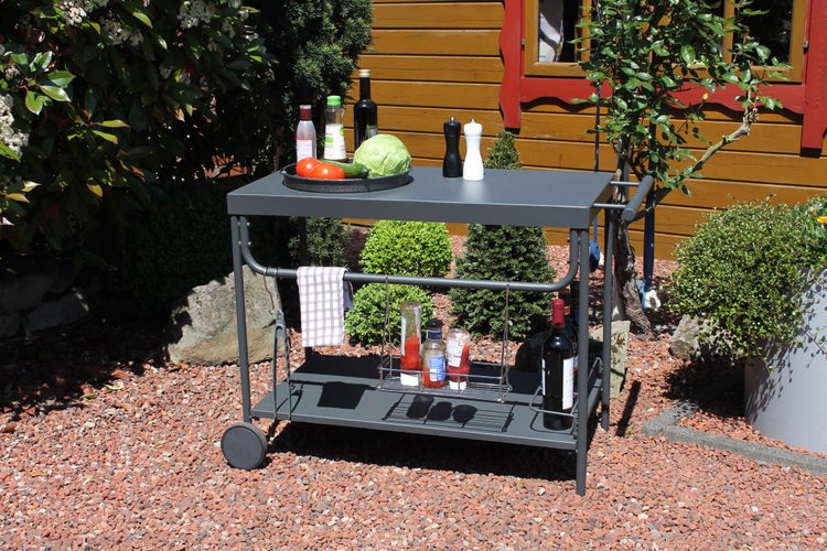 Grill-Serviertisch mit Rollen, anthrazit, 100 x 48 x 73 cm
