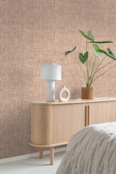 Origin Wallcoverings Tapete Leinen-Optik Terrakotta - 50 x 900 cm - 348053