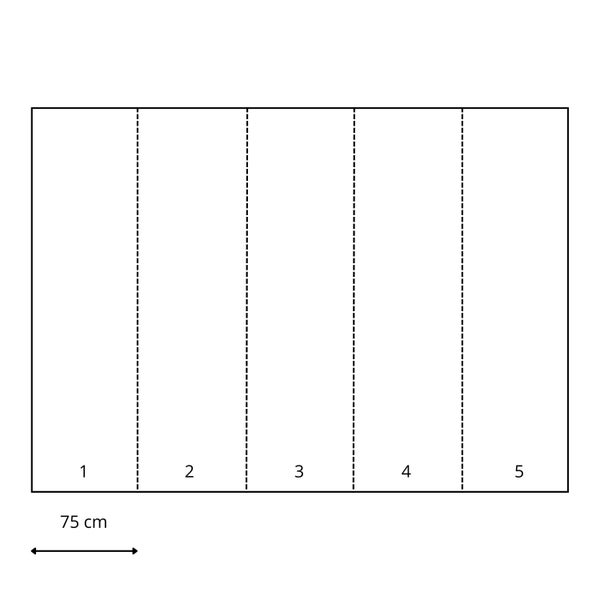 Illustration einer Tapetenbahn mit einer Breite von 75 Zentimetern