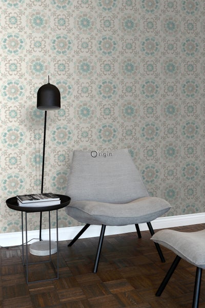 Origin Wallcoverings Tapete Suzani Blumen Seladongrün - 53 cm x 10.05 m - 347423