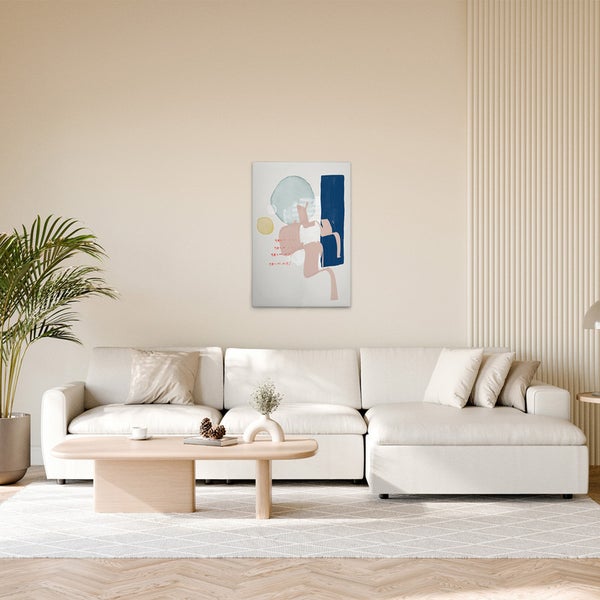 Gemälde mit abstrakten Formen über Sofa