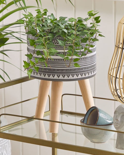 Blumentopf mit Beinen ARGINIA Keramik 25 cm Grau