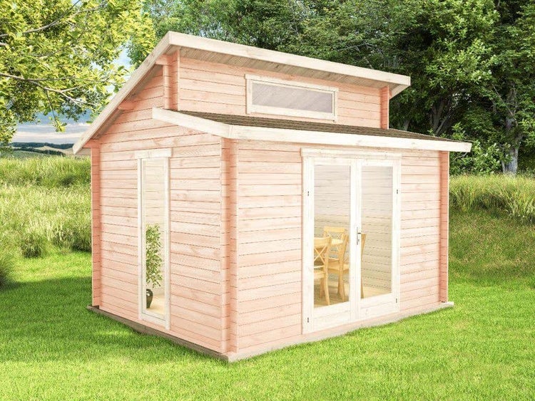 Alpholz Gartenhaus Lausitz Petite Gartenhaus aus Holz, Holzhaus mit 28 mm Wandstärke, Blockbohlenhaus mit Montagematerial, Naturbelassen 4x3,2m