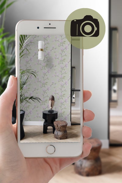 Origin Wallcoverings Tapete Magnolie Meeresgrün und Violett - 53 cm x 10.05 m - 347051