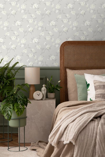 Borastapeter Tapete Blumen Grau - 53 cm x 11.2 m - 660145