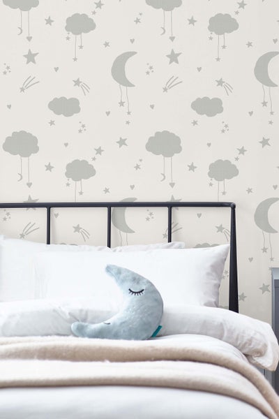 Next Vliestapete | Mond & Sterne - Grau - 10mx52cm