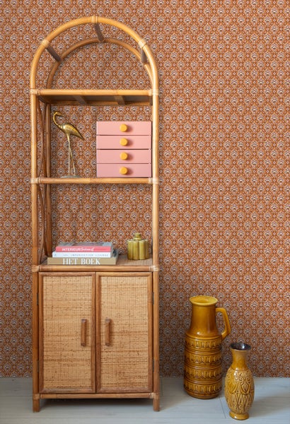 ESTAhome Tapete Blumenmuster Orange und Rosa - 50 x 900 cm - 131542