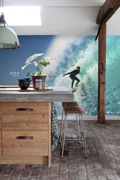 ESTAhome Fototapete Surfer Blau und Meeresgrün - 3,25 x 2,79 m - 158852