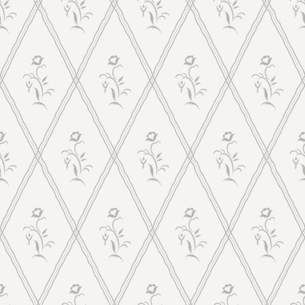 Borastapeter Tapete Blumen Weiß und Grau - 53 cm x 10.05 m - 660841