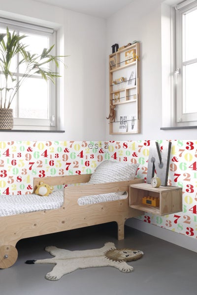 ESTAhome XXL-Vliestapete Zahlen Rot, Gelb, Grün und Rosa - 50 x 900 cm - 158714