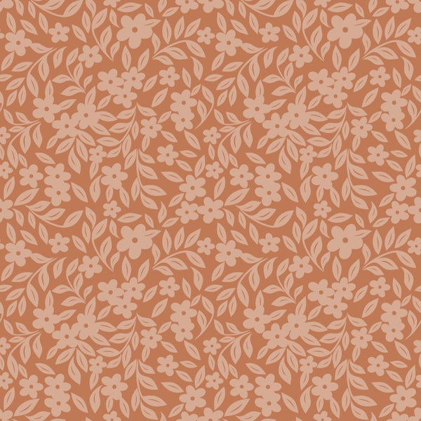 ESTAhome Tapete Blumen Terrakotta - 50 x 900 cm - 131442