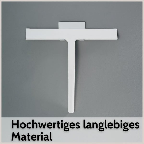 Duschabzieher aus hochwertigem langlebigem Material inklusive Wandhalterung.