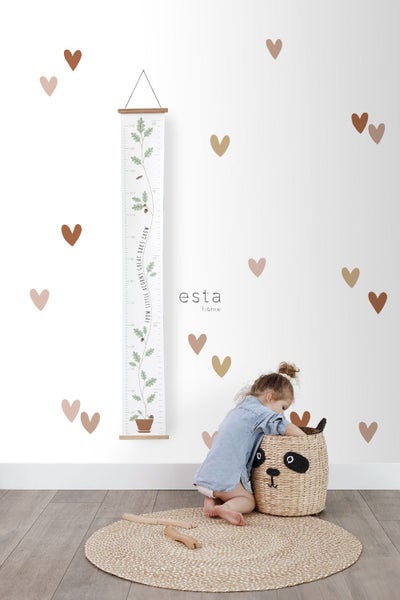 ESTAhome Wandtattoo Herzchen Terrakotta, Rosa und Beige - 47.5 x 66 cm - 156112