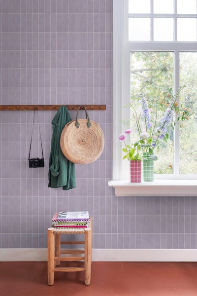 ESTAhome Tapete Fliesenmuster Violett - 50 x 900 cm - 131537