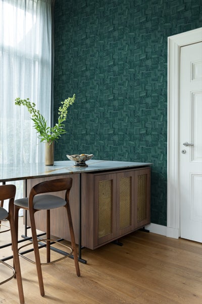 Origin Wallcoverings Tapete quadratische Holzstücke Petrolblau - 50 x 900 cm - 347933