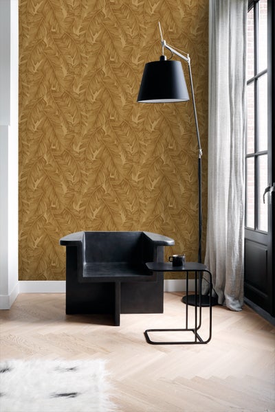 Origin Wallcoverings Tapete Palmblätter Ockergelb - 50 x 900 cm - 347891