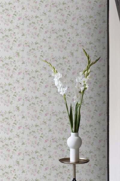 Sanders und Sanders Tapete Blumen Graugrün und Lila - 53 cm x 10 m - 640401