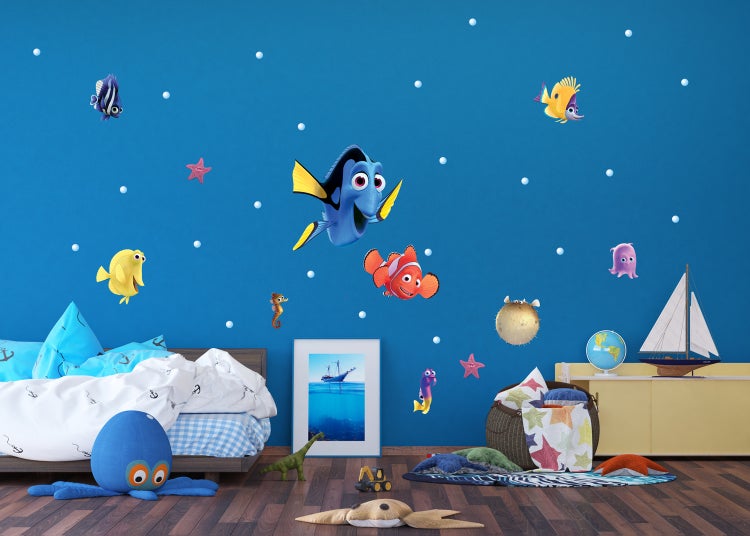 Disney Wandtattoo Findet Dorie Blau, Gelb und Orange - 65 x 42.5 cm - 600113