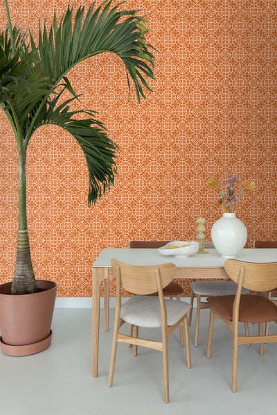 ESTAhome Tapete abgenutzte Fliesen Orangebraun - 50 x 900 cm - 131481