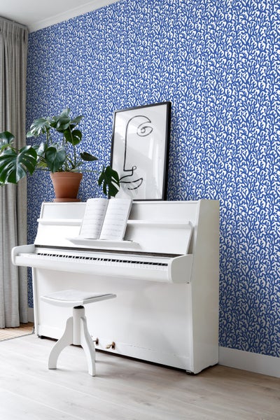 ESTAhome Tapete Koralle Blau und Weiß - 50 x 900 cm - 131014