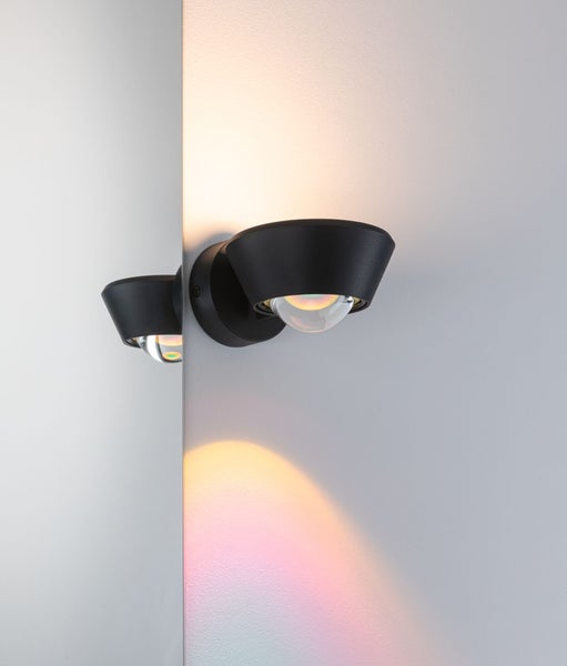 LED Wandleuchte Sabik IP44 2700K 840lm / 320lm 230V 9W / 4W dimmbar Schwarz