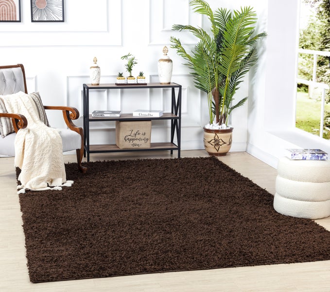 Moderner Hochfloriger Shaggy Teppich Dunkelbraun 200x290 cm LILLY