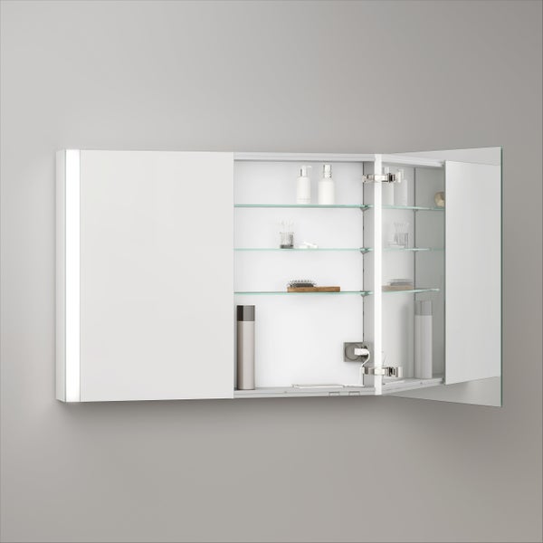 KEUCO Royal Mia Aufputz-LED-Spiegelschrank 100cm, 2 Türen, Spiegelheizung, Seiten verspiegelt