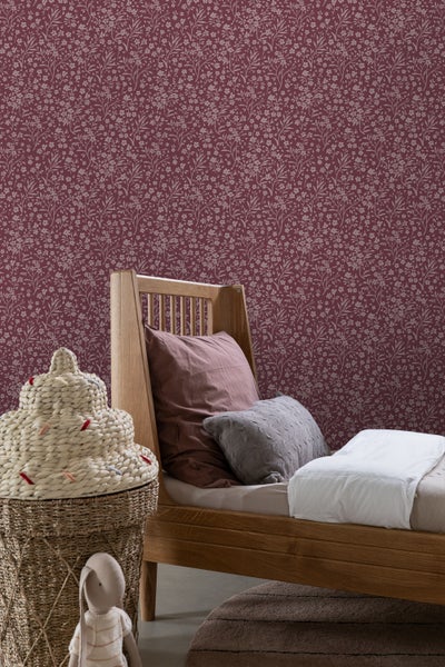 ESTAhome Tapete Blumen Aubergineviolett - 50 x 900 cm - 131132
