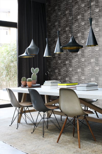 Origin Wallcoverings Tapete Zick-Zack-Mamorstreifen Schwarz - 53 cm x 10,05 m - 337250