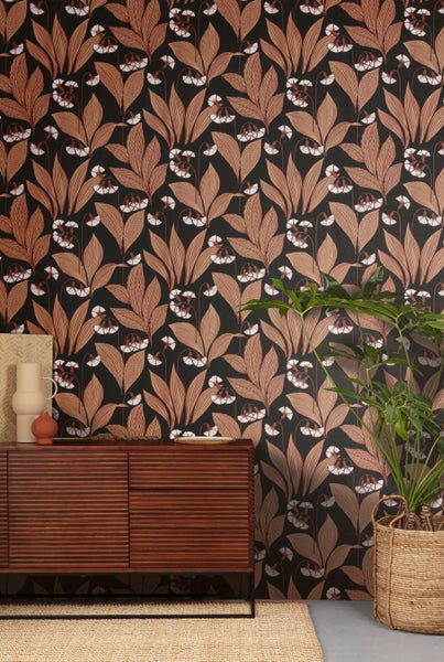 Masureel Tapete Blumen Schwarz - 53 cm x 10.05 m - 632060