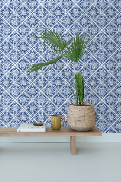 ESTAhome Tapete Fliesenmuster Dunkelblau - 53 cm x 10.05 m - 148612