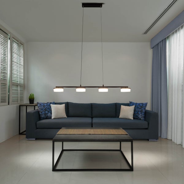 LED Pendelleuchte CIMO aus Metall und Kunststoff in Schwarz, mit integrierter LED, Länge 96 cm