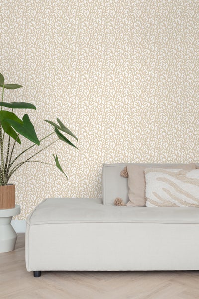 ESTAhome Tapete Koralle Beige und Weiß - 50 x 900 cm - 131009