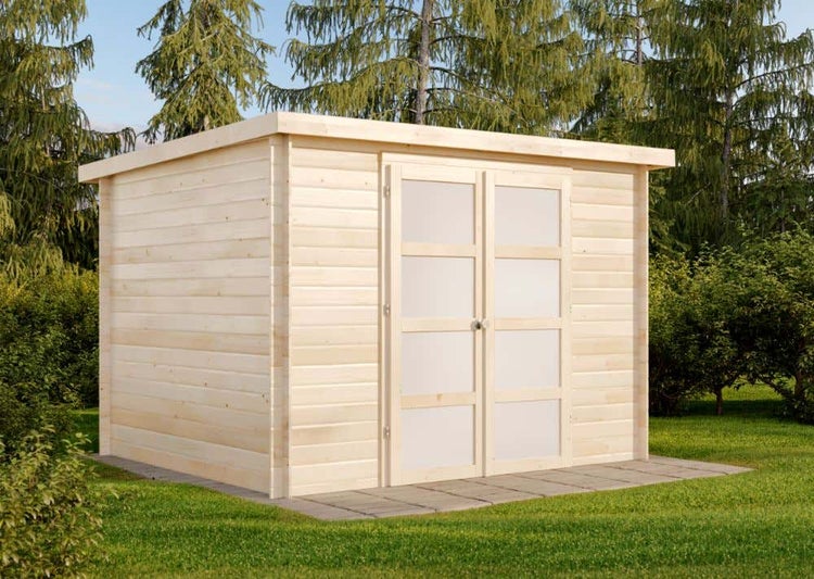 Alpholz Gerätehaus Umea Gartenhaus aus Holz, Holzhaus mit 19 mm Wandstärke FSC zertifiziert, Blockbohlenhaus mit Montagematerial