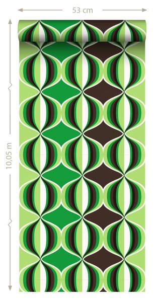 Sanders und Sanders Tapete grafisches Muster Grün - 53 cm x 10.05 m - 935230