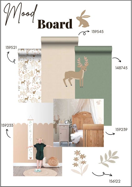 ESTAhome Wandtattoo Hirsche Beige und Rosa - 33 x 47.5 cm - 156122