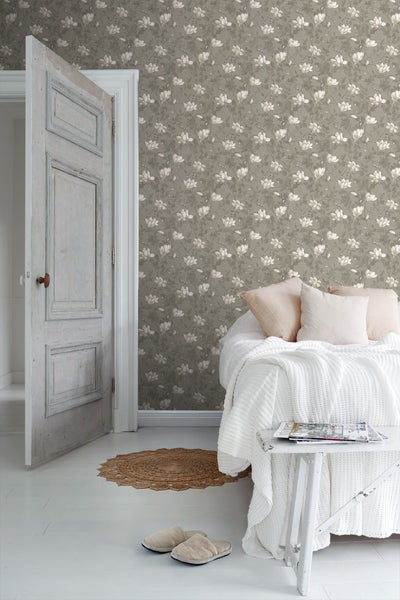 Borastapeter Tapete Blumen Taupe - 53 cm x 10.05 m - 662642
