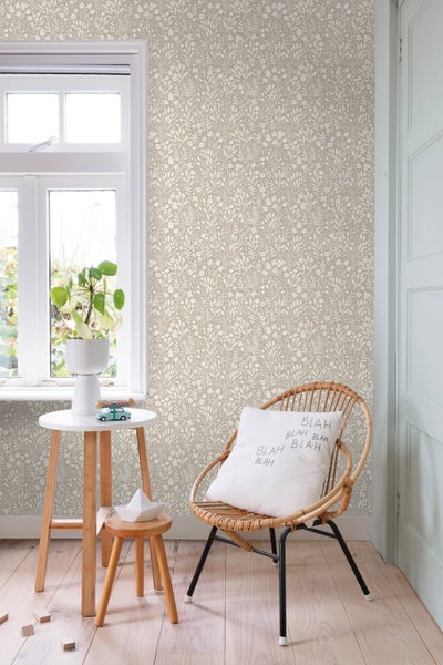 ESTAhome Tapete Blumen Hellbeige - 50 x 900 cm - 131253
